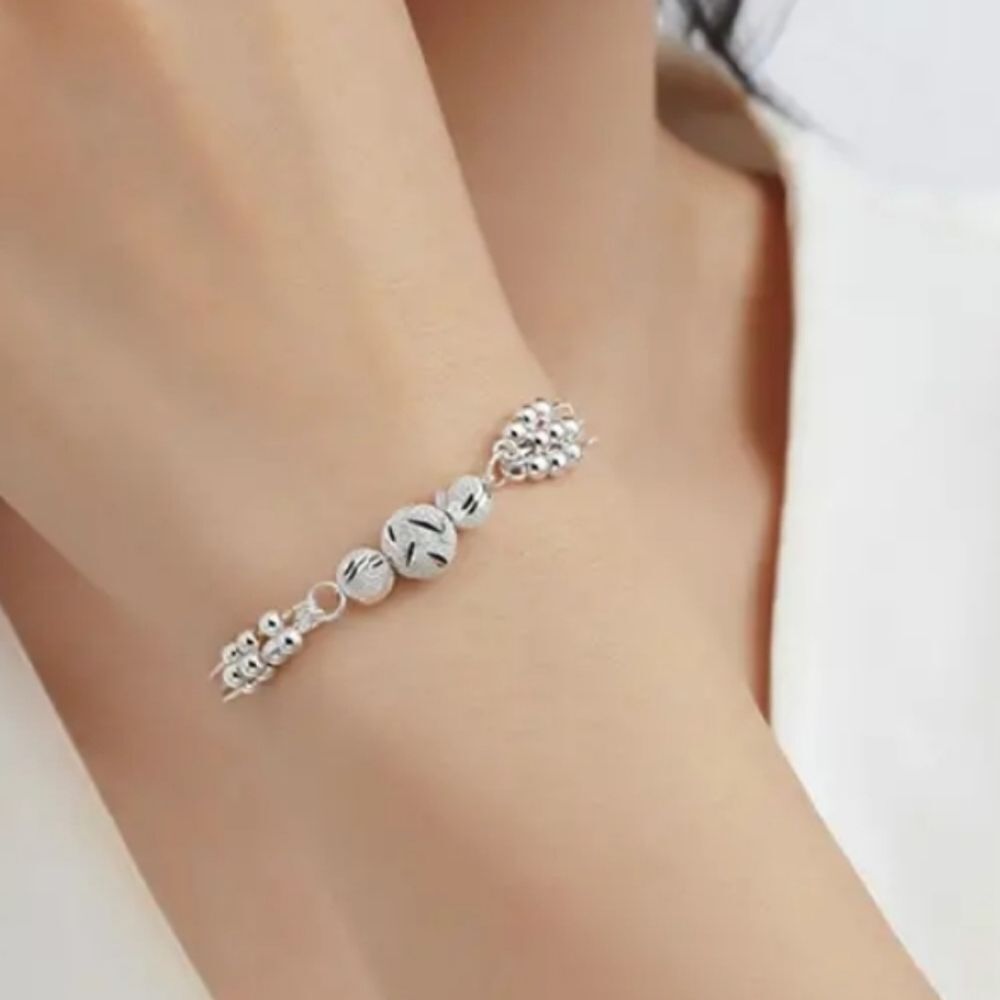 Ladies 925 sterling silver beaded charm bracelet